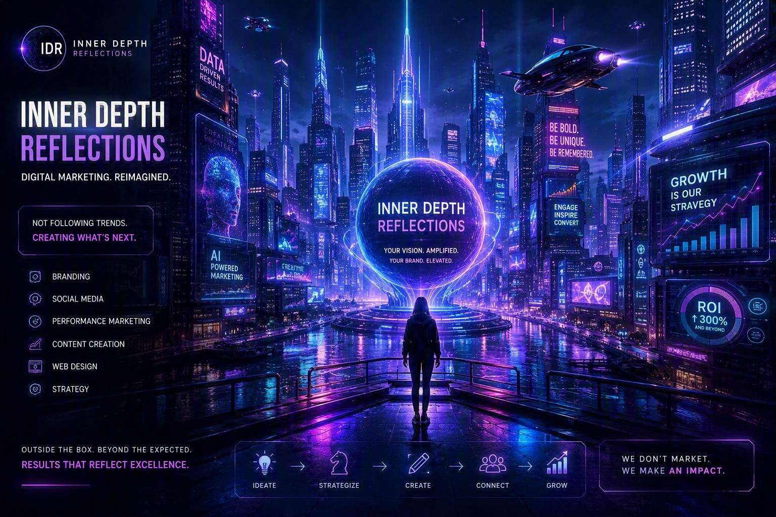 Inner Depth Reflections futuristic digital marketing concept artwork